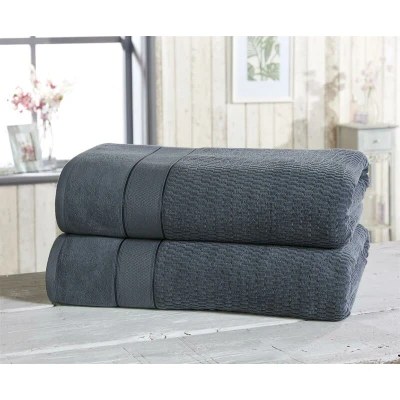 Image of Rapport Luxury Royal Velvet Bathroom 2 Piece Bath Set, Denim