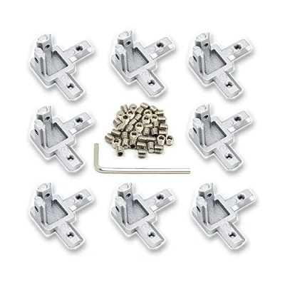 Image of Zeberoxyz 8PCS Silver 3 Way End Corner Bracket with Screws for 6mm T Shape 2020 Series Aluminum Extrusion Profile (3 Silver)
