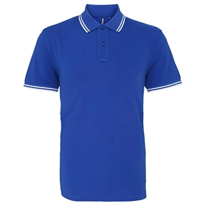 Image of Asquith &amp; Fox Men&#039;s Classic Fit Tipped Polo Shirt, Multicolour (Royal/White 000), X Large (Size:XL)