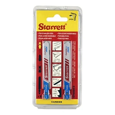 Image of Starrett Metal Cutting Jigsaw Blades 2 Pack CTU224 Unified Shank Carbide Tipped Stainless Steel Blade Set Compatible With Bosch Dewalt Hitachi Festool Milwaukee
