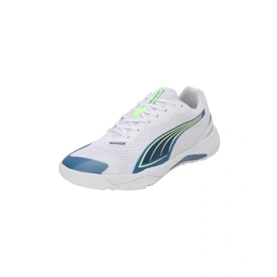Image of Puma Solarstrike III Handball shoes, Men&#039;s, Size: 8, White/blue horizon Textile/synthetics