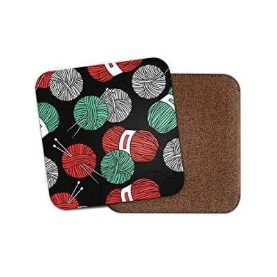 Image of 1 x Cute Knitting Cork Backed Drinks Coaster Wool Mum Sister Grandma Funny #8406