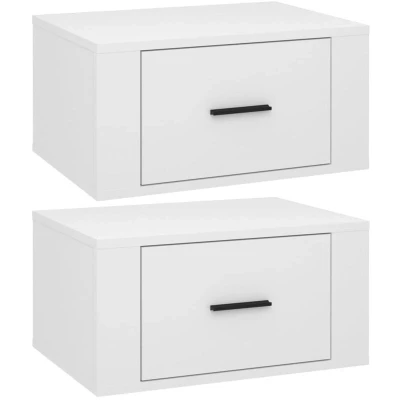 Image of vidaXL Wall mounted Bedside Cabinets 2 pcs High Gloss White 50x36x25cm