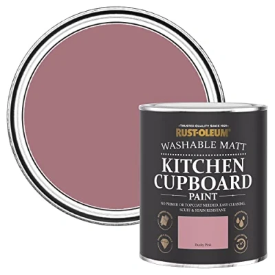 Image of Rust Oleum Pink Kitchen Cupboard Paint in Matt Finish Dusky 750ml