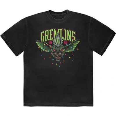 Image of Rock Off officially licensed products Gremlins Stripe 1984 Xmas Lights T Shirt M Black