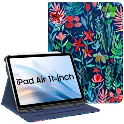 Image of FINTIE Case for iPad Air 11 inch (2024) M2, 6th / 5th 4th Generation (2024/2022/2022) [Multi Angle Viewing] Folio Stand Protective Cover with Pencil Holder &amp; Pocket, Jungle Night
