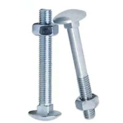 Image of Coach Bolts M6 x 150mm Pack of 10 Carriage with Hex Nuts and Washers Zinc Plated Cup Square BZP DIN603 DIN934 Fully Threaded