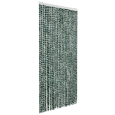 Image of vidaXL Green and White Insect Curtain Polypropylene Chenille, Waterproof, 100x220cm, Easy Installation (Product Weight: 2.15kg)