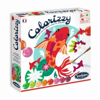 Image of Sentosphère Sentosphere Colorizzy 3904502 Paint by Numbers Set for Children Fish &amp; Seahorse Craft Creative Kit DIY Kids Carp, Multi Coloured