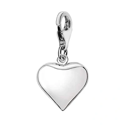 Image of Quiges 3D Heart Clip On Charm Pendant Silver Plated Women&#039;s Jewellery