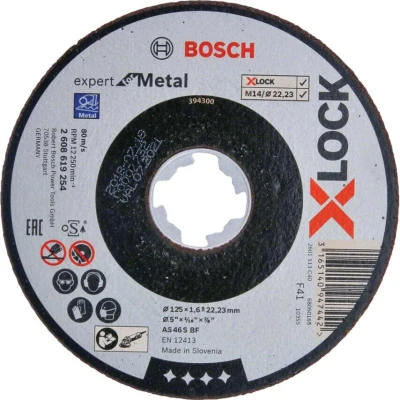 Image of Bosch Professional 2608619254 Straight Cutting Disc Expert (for Metal, X LOCK, Diameter 125 mm, Bore Diameter: 22.23 Thickness: 1.6 mm)