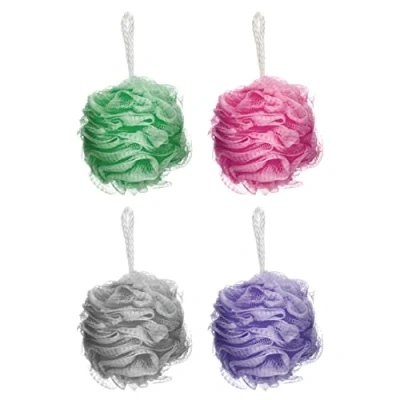 Image of Elysium Spa Pack of 4 Mesh Exfoliating Bath And Shower Body Puff Sponges