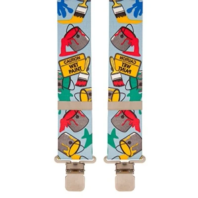 Image of Wet Paint Painter Novelty Work Heavy Duty Trouser Braces Mens Suspenders