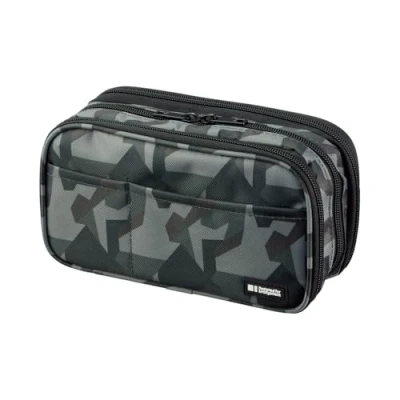 Image of LIHITLAB Large Capacity Triple Zipper Pencil Case For School Office College, Big 8 Compartments Bag Holder Adults Teen Boys Girls, Travel Cosmetics Storage, Green Camo (A7556 131)