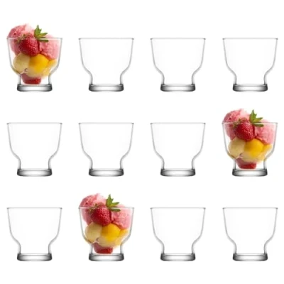 Image of LAV 12x 240ml Petit Glass Ice Cream Bowls Small Mini Kitchen Fruit Salad Sundae Trifle Dessert Cocktail Pudding Serving Cup Dishes Set