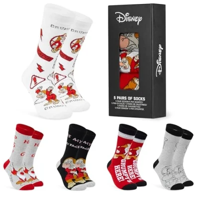 Image of Disney Mens Socks Baby Yoda Crew 5 Pack Star Wars Ankle Size 6.5 9.5 Mickey Mouse Soft Breathable Work Boba Fett Gifts for Men (Grey Grumpy)