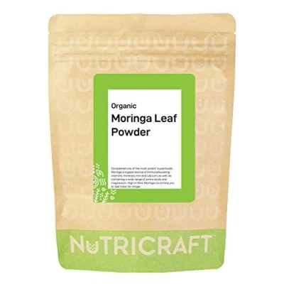 Image of Nutricraft Organic Moringa Powder 1kg, 100% Pure Superfood, High in Antioxidants, Vitamins, Minerals, and Fibre, for Smoothies Savory Dishes Vegan, Gluten Free, Raw Diet Friendly