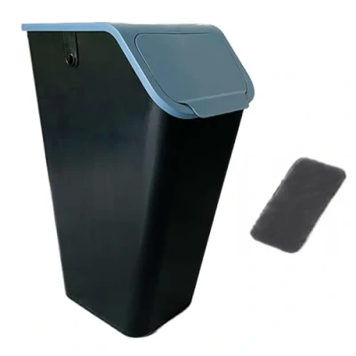 Image of Go practic Kitchen Bin With Lid Click System 35 l Trash Basket For Recycling Waste Sorting Bini Blue