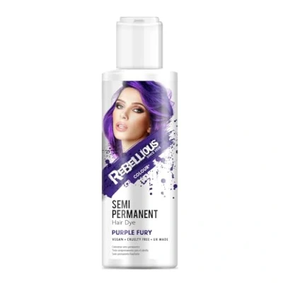 Image of Rebellious Colours Vegan Semi Permanent Hair Dye Colour 100ml (Purple Fury)