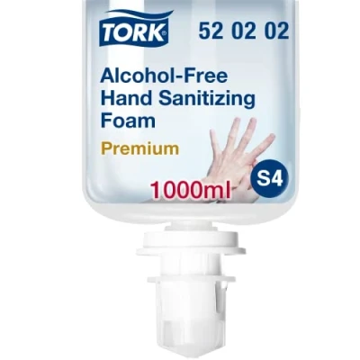 Image of Tork Alcohol Free Hand Sanitising Foam S4, Dermatologically Tested, 1 x 1000ml, 520202, transparent