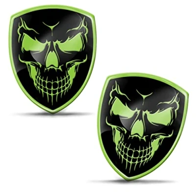Image of Biomar Labs 2 x 3D Gel Silicone Toxic Skull Stickers Car Sticker Motorcycle Bicycle Window Phone Laptop PC Tablet Door KS 96