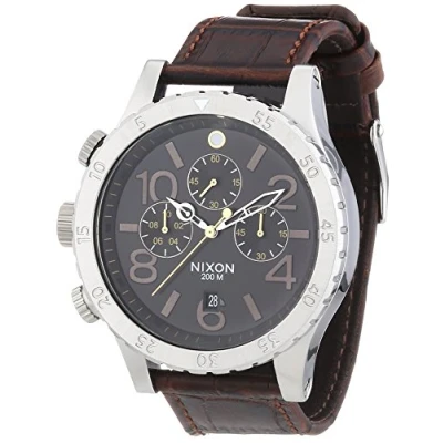 Image of Nixon Men&#039;s Quartz Watch 48 20 Chrono A3631887 00 with Leather Strap