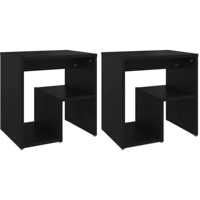 Image of vidaXL Bed Cabinets 2 pcs Black 40x30x40 cm Engineered Wood