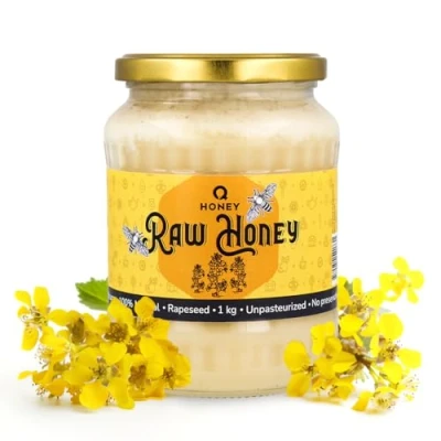 Image of Pure Raw Rapeseed Honey Unpasteurised Natural, Directly from The Hive 1 kg Unfiltered Unheated