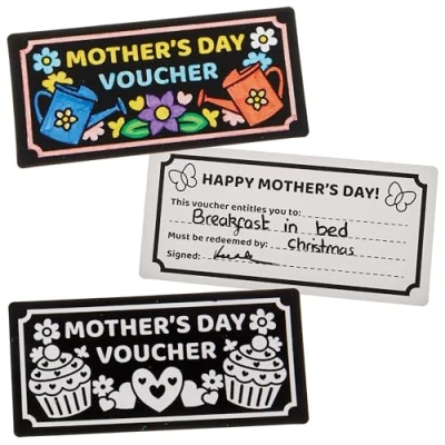 Image of Baker Ross FN402 Mother&#039;s Day Colour in Fuzzy Art Gift Vouchers Pack of 10, Arts and Crafts for Kids