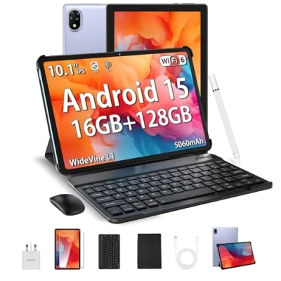 Image of DOOGEE U10 2025 Newest Android 15 Tablet with Keyboard, 10 Inch Tablet, 16GB+128GB/2TB, WiFi 6 Tablets, 5060mAh/3.5mm Jack/8MP+5MP/BT 5.0/OTG/Widevine L1, Tablets Pen, Mouse&amp;Case, Purple