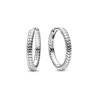 Image of Pandora Moments Snake chain pattern sterling silver hoop earrings