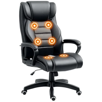 Image of Vinsetto High Back Executive Office Chair 6 Point Vibration Massage Extra Padded Swivel Ergonomic Tilt Desk Seat, Black