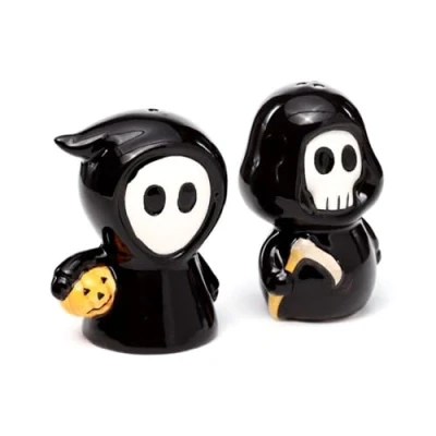 Image of Puckator Skull Boy &amp; Ghost Ceramic Salt Pepper Set