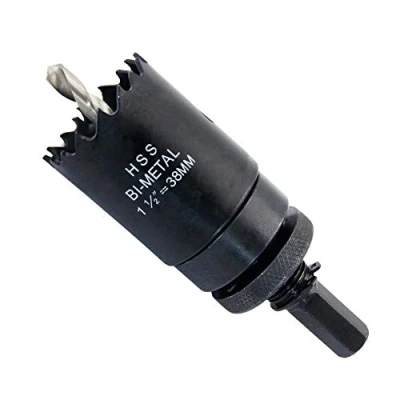 Image of 1.5inch Hole Saw LAIWEI Bi Metal 38mm with Heavy Duty Mandrel, HSS Cutter for Pipe, Wood, Sheet Metal, etc. 2 locking pins make the tool stronger and drilling easier