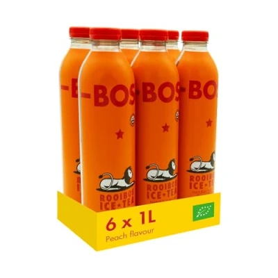 Image of BOS Organic Peach Flavoured Rooibos Ice Tea, 1L (Pack of 6)