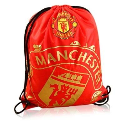 Image of Manchester United Football Club Crest Foil Print Gym Bag Metalic Finish Logo Red
