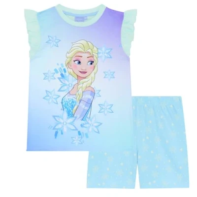 Image of Disney Frozen Elsa Sleeveless Short Pyjama Set 7 8 Years Blue