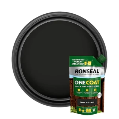 Image of Ronseal One Coat Shed and Fence Protector Refill Pouch Tudor Black Oak 950ml