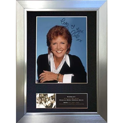 Image of CILLA BLACK Signed Autograph Mounted Photo Reproduction PRINT A4 Very Rare (297 x 210mm) #545 (Silver Frame)