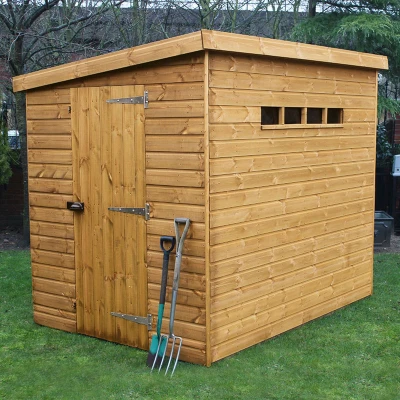 Image of 10&#039; x 8&#039; Traditional Shiplap Pent Wooden Security Garden Shed (3.05m 2.44m)