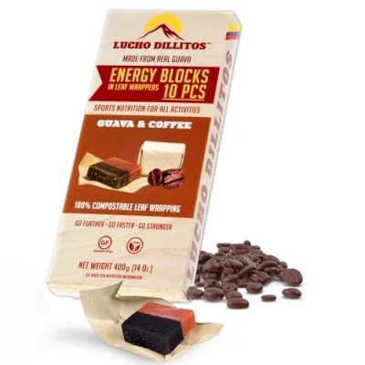 Image of LUCHOS Natural High Energy Bars Carb for Sports Endurance, Cycling &amp; Workouts Vegan Gluten Free Running Healthy Snack Nutrition with Compostable Wrappers Coffee, 10 Pack