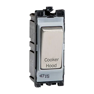 Image of Varilight Engraved 20A 1 Way Double Pole Switch &#039;Cooker Hood&#039; PowerGrid Steel G201DS.CH