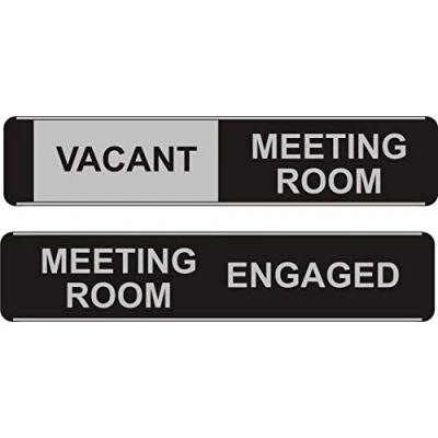 Image of Seco Vacant Meeting Room/Engaged Sliding Sign, 255mm x 52mm Aluminum/PVC (Pack of 5)