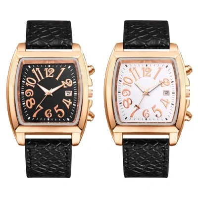 Image of JewelryWe Mens Square Leather Wristwatch: Quartz Analog Big Numerals Calendar Watch Casual Business Dress Watches for Christmas