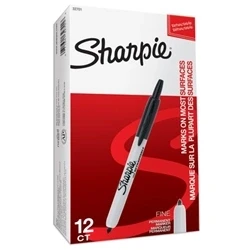 Image of Sharpie Permanent Black Marker Pen 1mm Line [Pack 12] S0810840