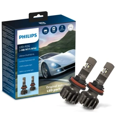 Image of Philips Ultinon Pro9100 LED car foglight bulb (H8/H11/H16), +350%, 5.800K, set of 2