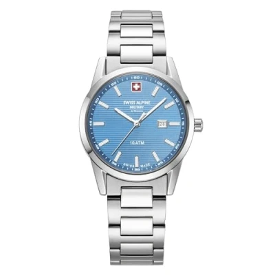 Image of swiss alpine military Women&#039;s Watch Analogue Quartz 77767.1 Stainless Steel, Steel/Steel/Light Blue 1131sam