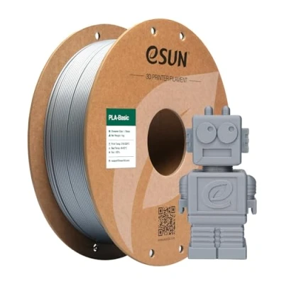 Image of eSUN PLA Filament 1.75mm, Basic 3D Printer Dimensional Accuracy +/ 0.05mm, 1KG Spool (2.2 LBS) Speedy for Printers,Silver