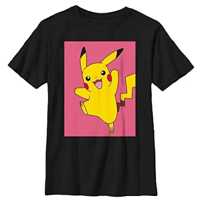 Image of Pokemon Kids Pkmn Pika Leap Boys Short Sleeve Tee Shirt T, Black, XL