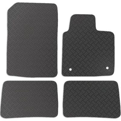 Image of Carsio Rubber Car Mats For Renault Twingo 2007 2014 Tailored Fit Floor Mat Set Complete Accessory Black Custom Fitted All Weather &amp; Heavy Duty, Anti Slip Backing with Clips